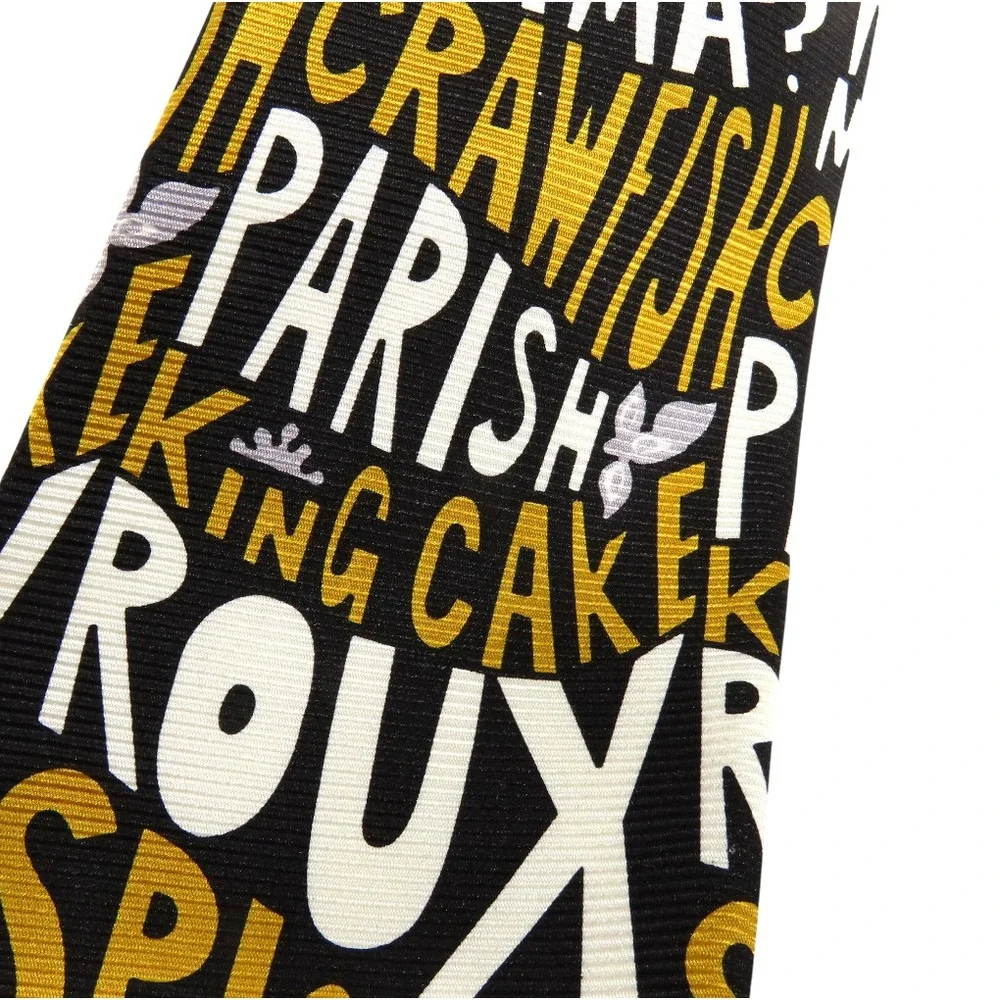 Julie Siracusa LOUISIANA ARTIST SILK NECK TIE Cajun Mardi Gras NEW ORLEANS THEME